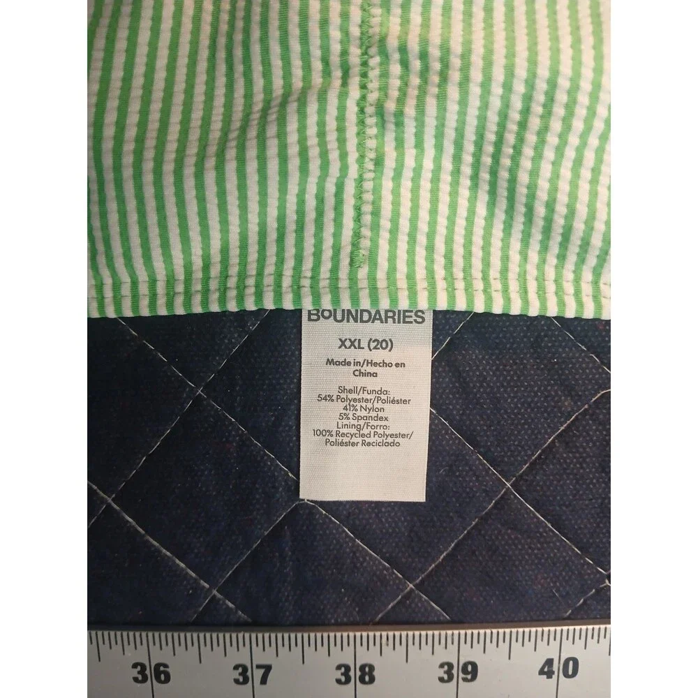 No Boundaries Swimsuit Bottoms Size XXL Green White Stripe Cheeky High Leg New